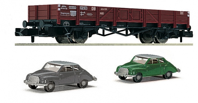 Flat car loaded with vehicles DKW<br /><a href='images/pictures/Fleischmann/Fleischmann-820003.jpg' target='_blank'>Full size image</a>